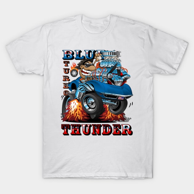 Blue Thunder Race Car T-Shirt by black8elise